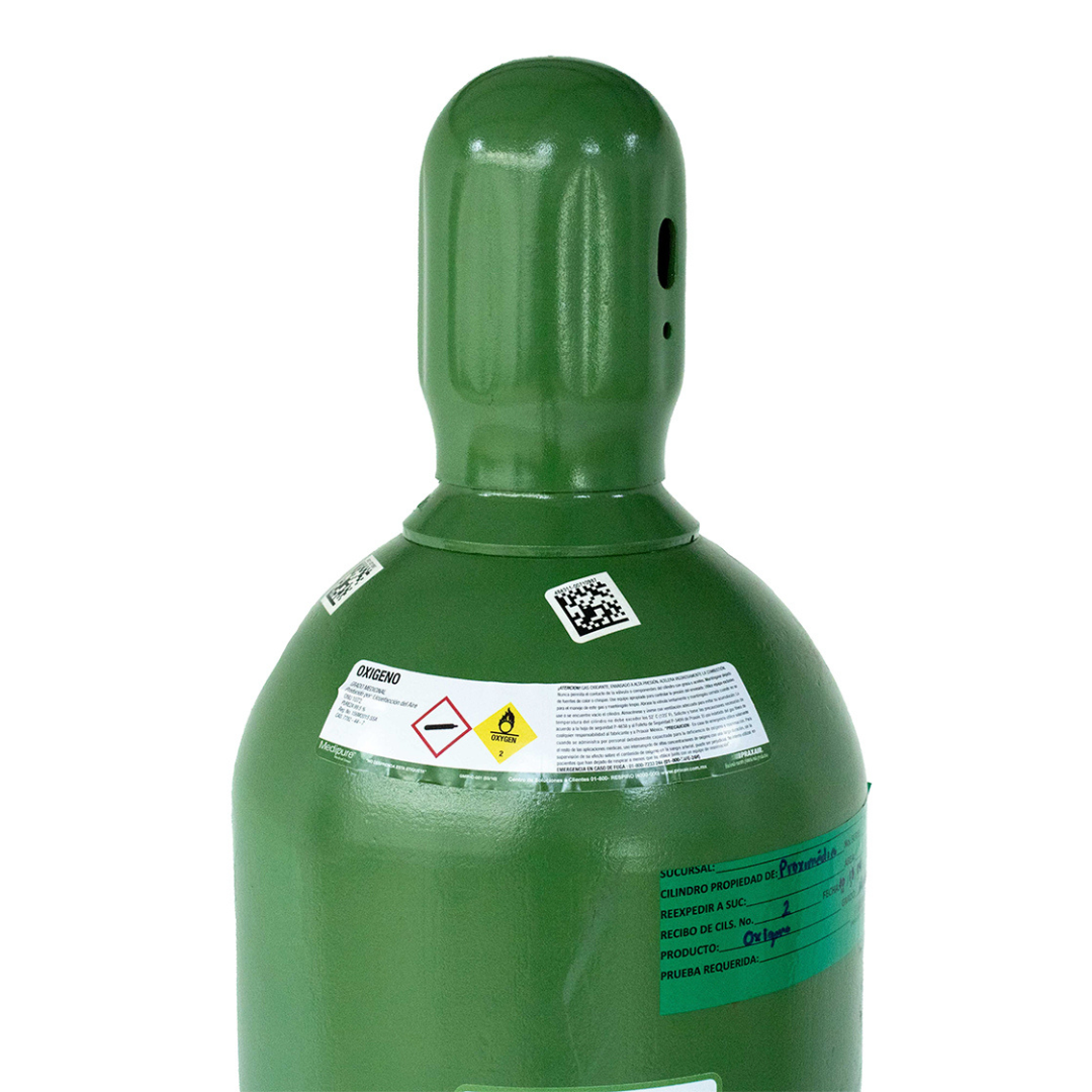 Tanque de Oxígeno Medicinal 9,500 Litros (9.5 m³) - Linde Praxair - Equipo Completo con Regulador, Cánula y Humedecedor | Alto Flujo Recargable